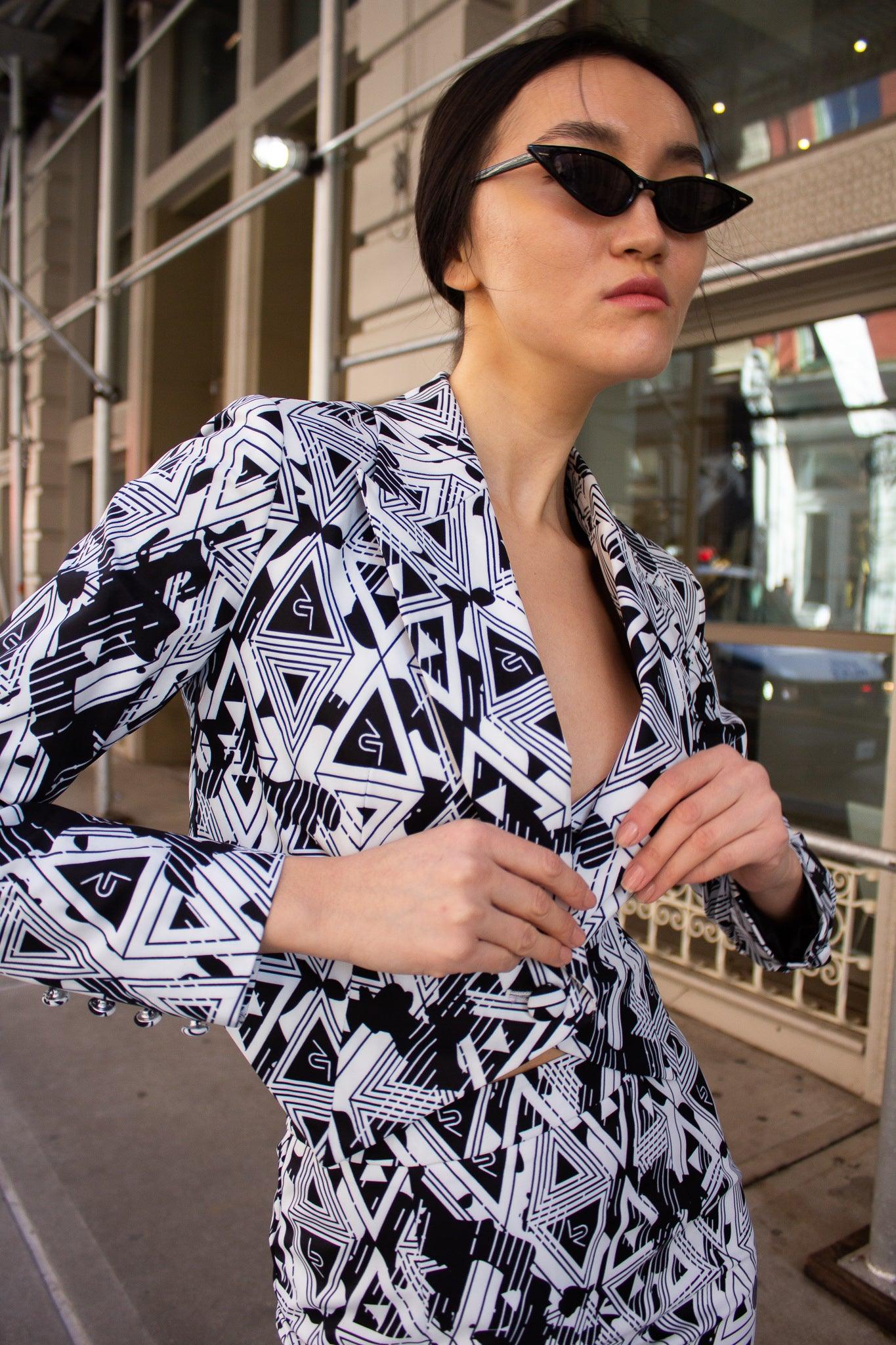 Amour Geometric Blazer –Bold Women's Statement Blazer