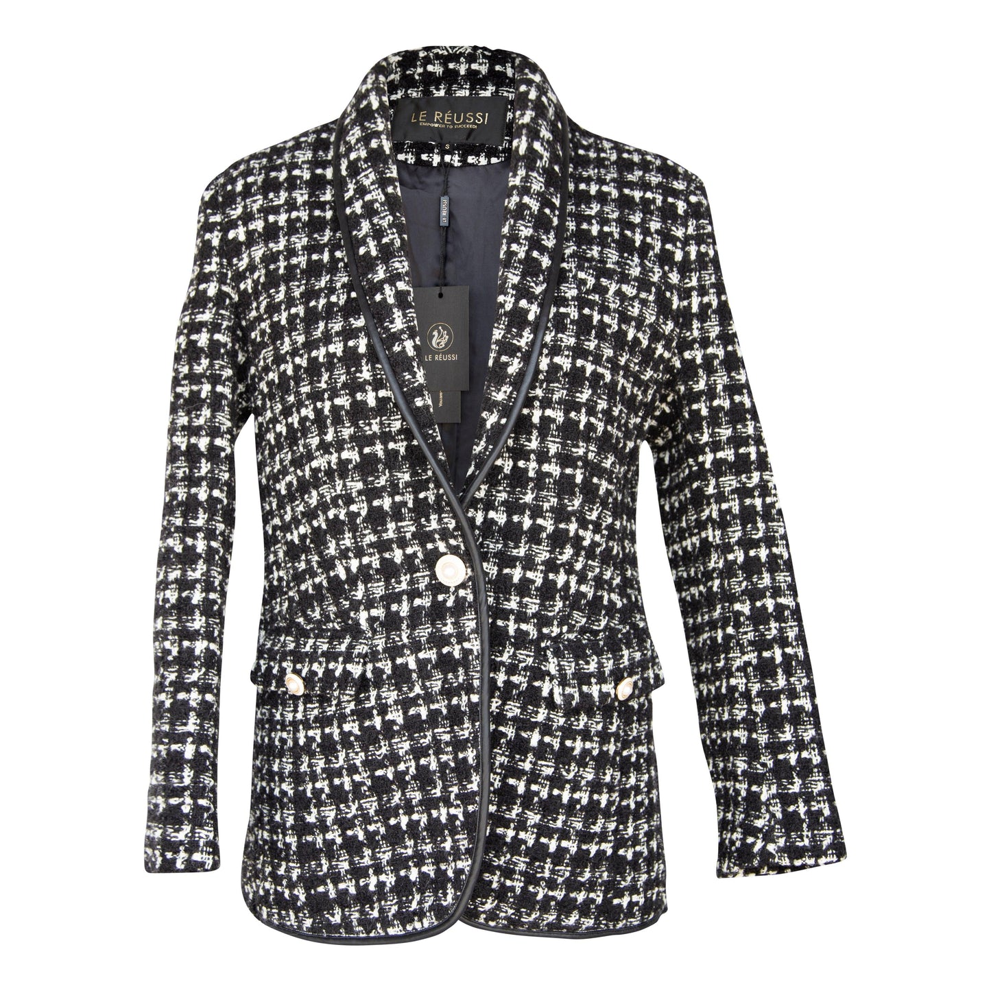 Black & White Tweed Checkers Blazer – Tweed Blazer, Checkered Jacket