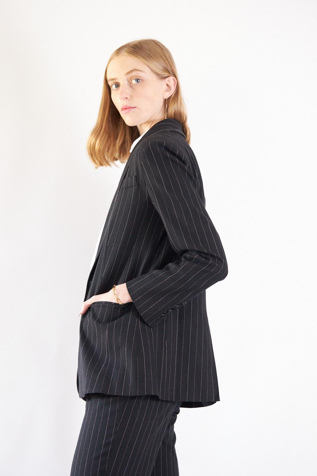 Black Pinstripes Blazer – Pinstripe Blazer, Formal Jacket