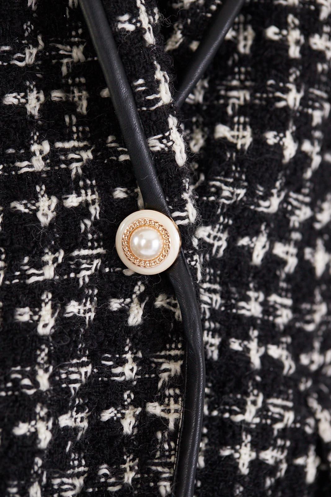 Black & White Tweed Checkers Blazer – Tweed Blazer, Checkered Jacket
