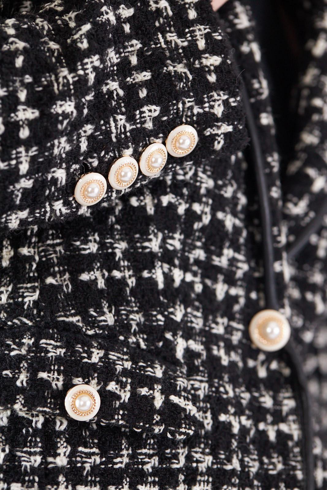 Black & White Tweed Checkers Blazer – Tweed Blazer, Checkered Jacket
