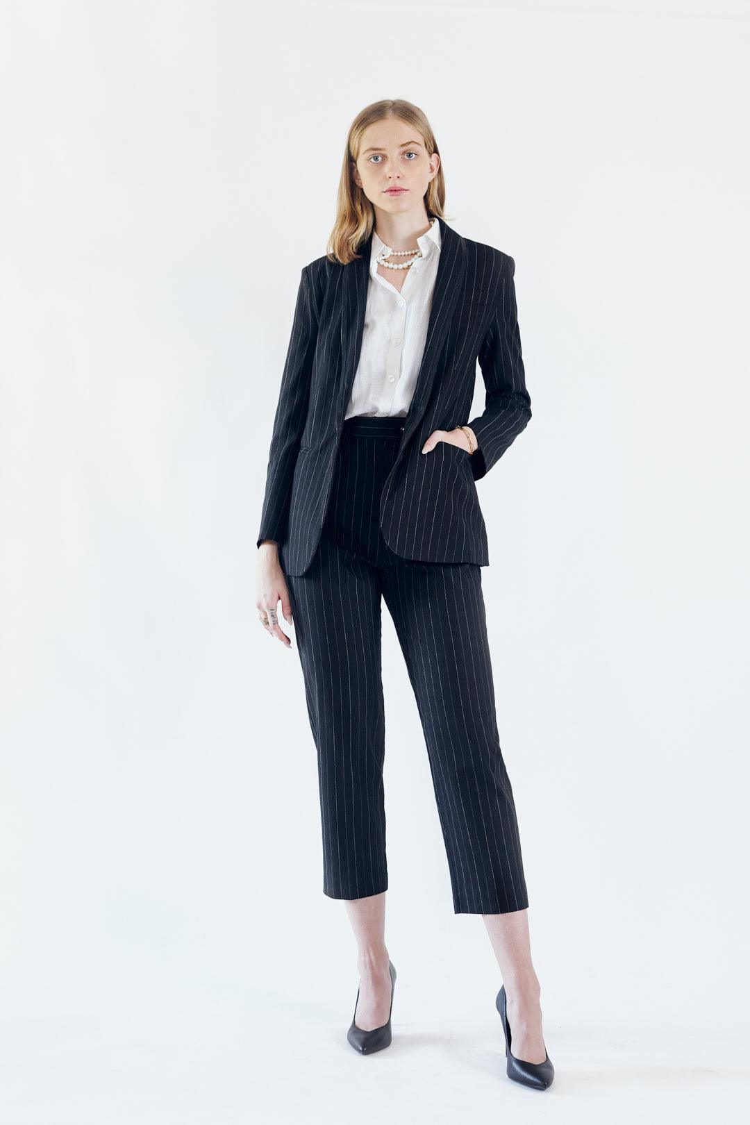 Black Pinstripes Blazer – Pinstripe Blazer, Formal Jacket