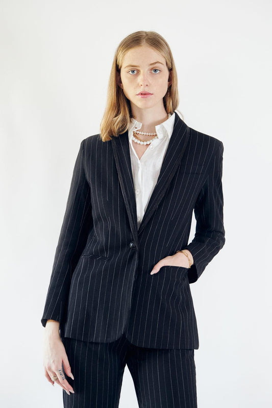 Black Pinstripes Blazer – Pinstripe Blazer, Formal Jacket